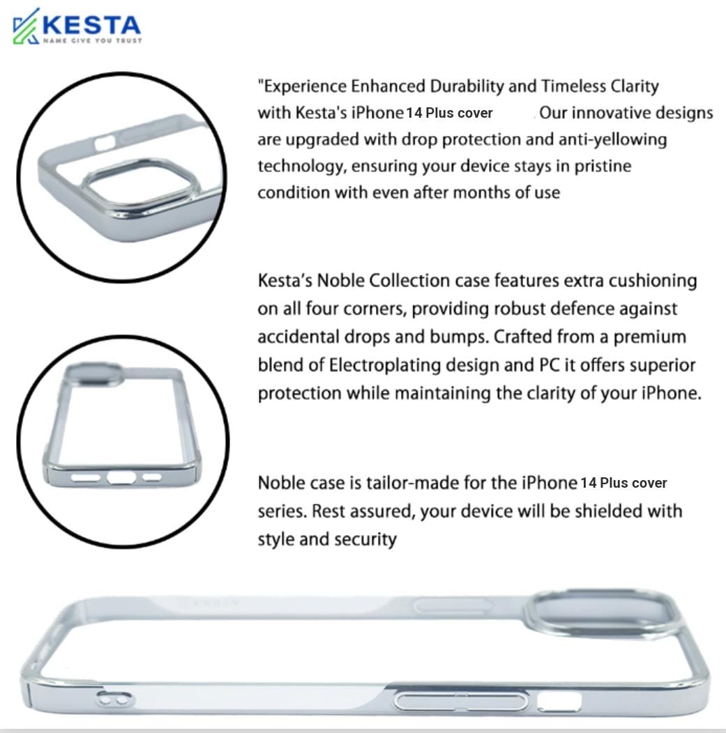 iPhone 14 Plus Cover - Noble Silver Transparent Case (Innovative Design)